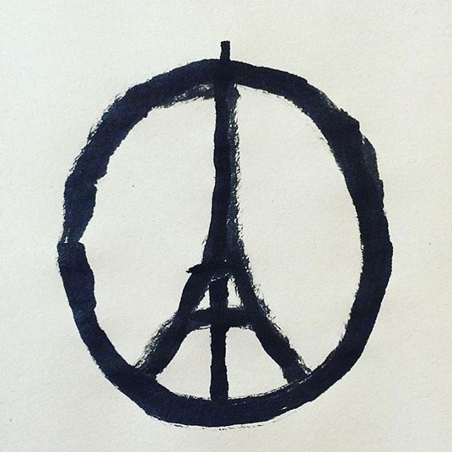 Sending thoughts and love to Paris. Illustration by @jean_jullien